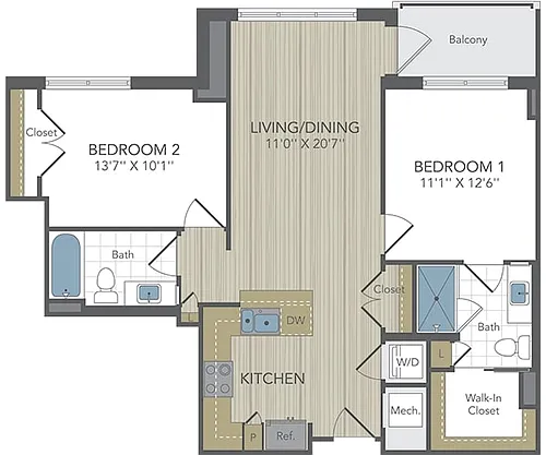 Floor plan 2 Bed 2 Bath Sm PentHouse