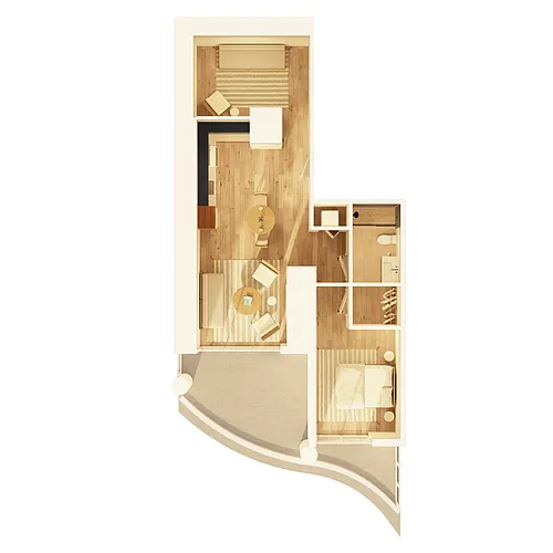 Floor plan 1 BD + Den Type B (A06D)