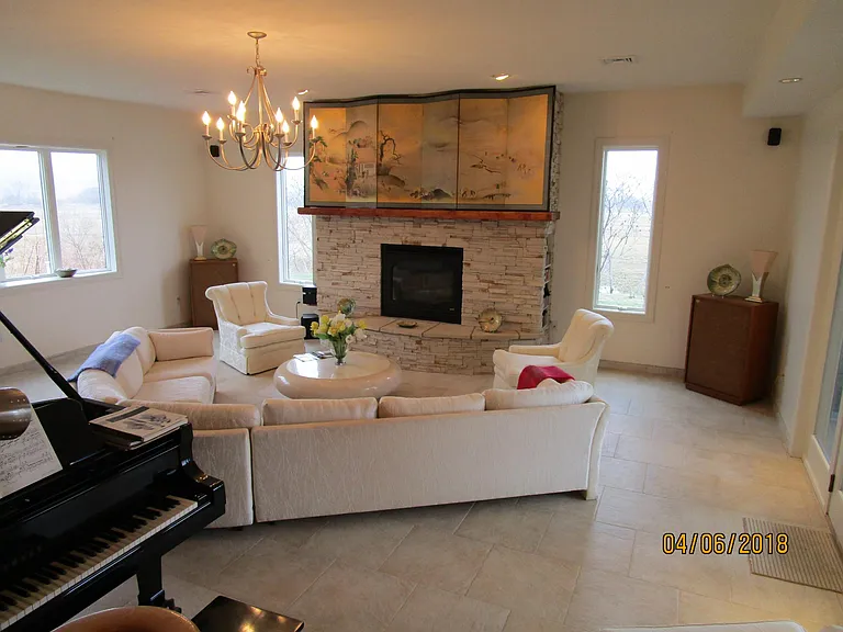 living room and gas fireplace