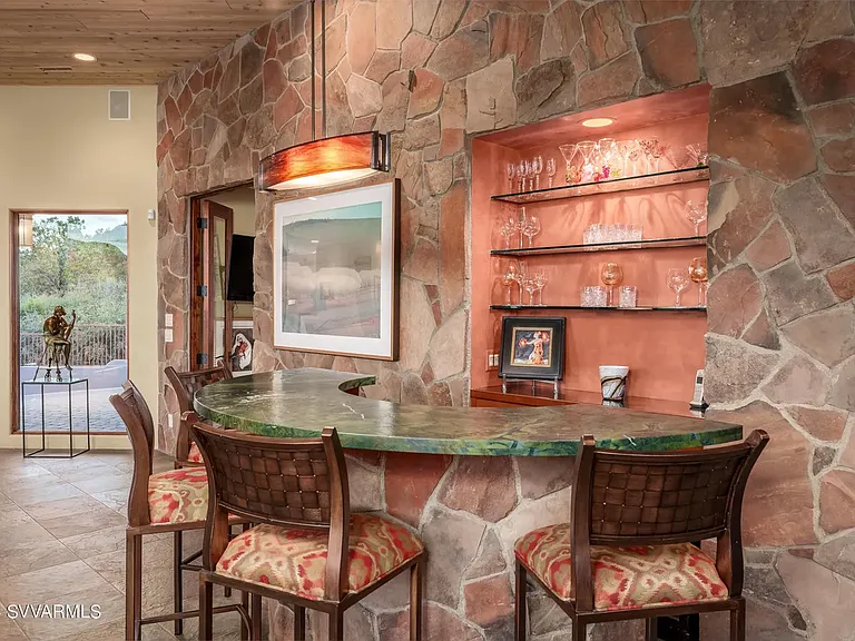 Bar between Living Room and Dining/Upper Kitchen