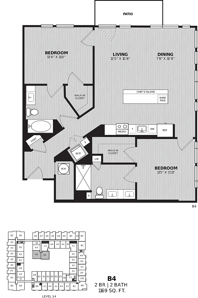 Floor plan 2 Bed/2 Bath-B4 Risom