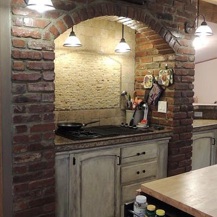 stove in enclosed brick