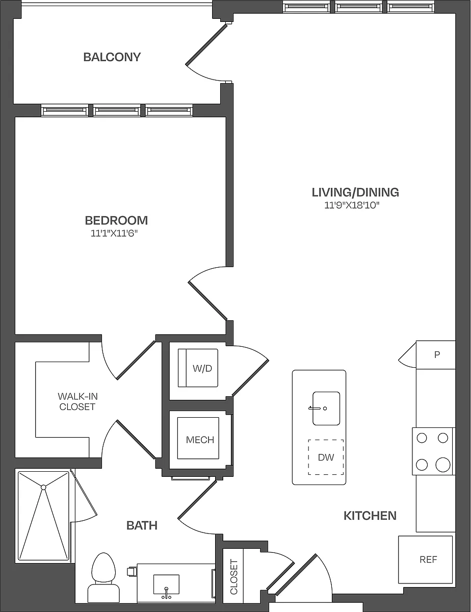 Floor plan 1 Bed/1 Bath-A15