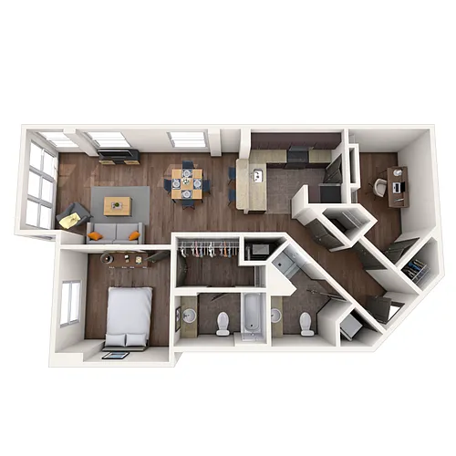 Floor plan Traditional 1x2 882-1078 SF