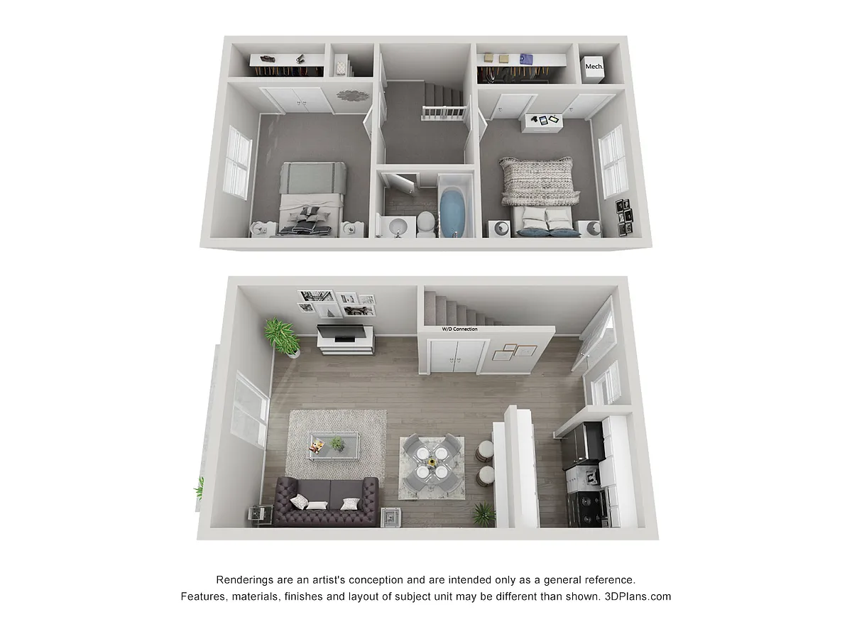 Floor plan 2 Bed Townhome - Standard