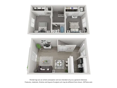 Floor plan 2 Bed Townhome - Semi Renovated