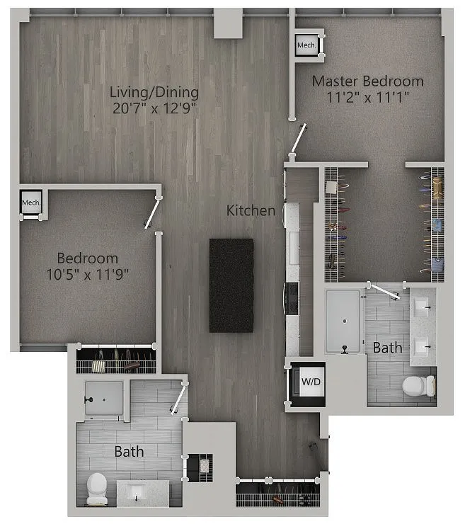 Floor plan B7 | 2 Bedroom | 1,162 SF