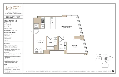 Floor plan 1 Bedroom w/ HO / 1 Bathroom