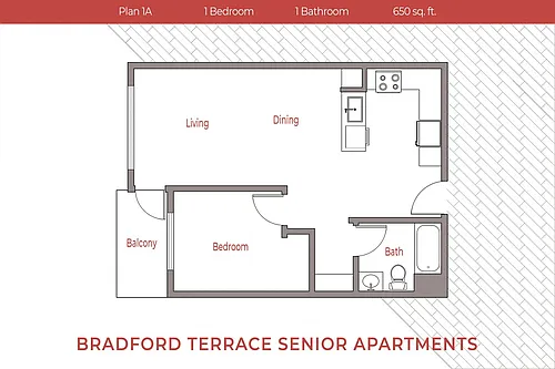 Floor plan 1 Bedroom, 1 Bath