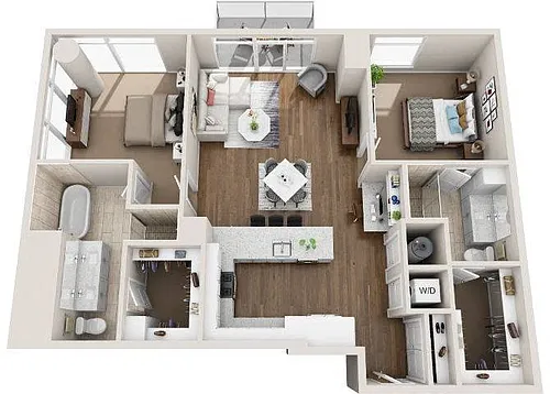 Floor plan 2BR/2BA B2H
