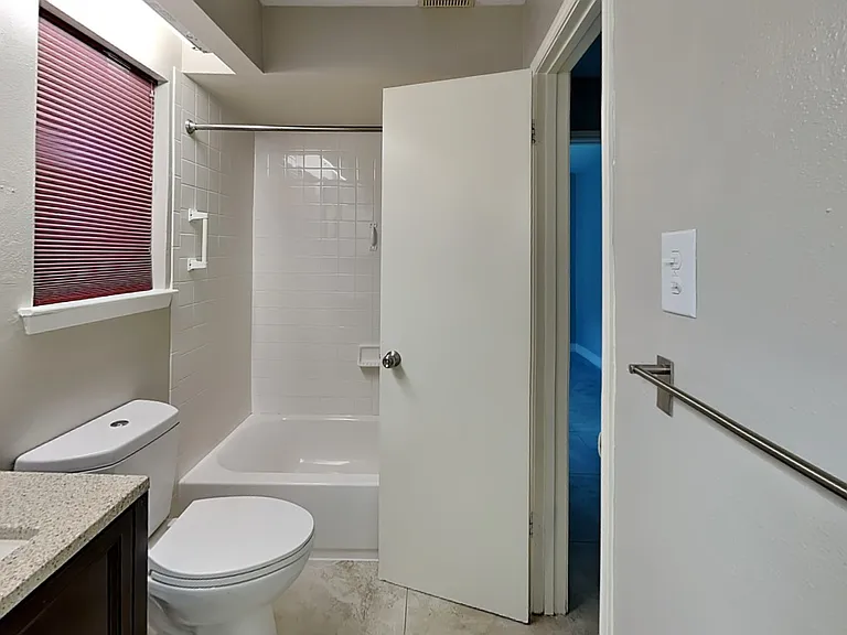 This modern bathroom features