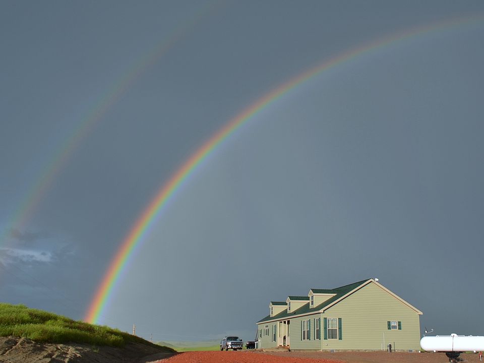 Home framed w/rainbows