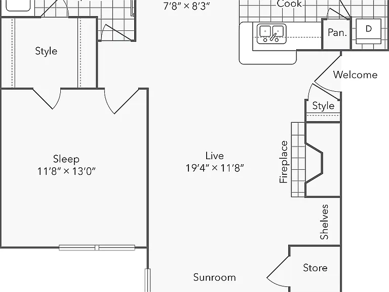 1 BR x 1 BA with Washer/Dryer B 1 BR x 1 BA with Washer/Dryer B