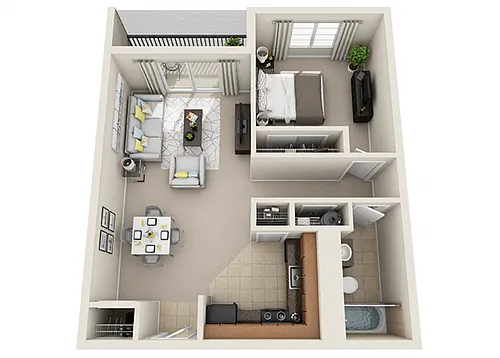 Floor plan 1 Bed 1 Bath