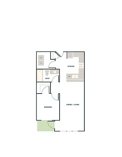 Floor plan 1 Bed, 1 Bath - West Apt C