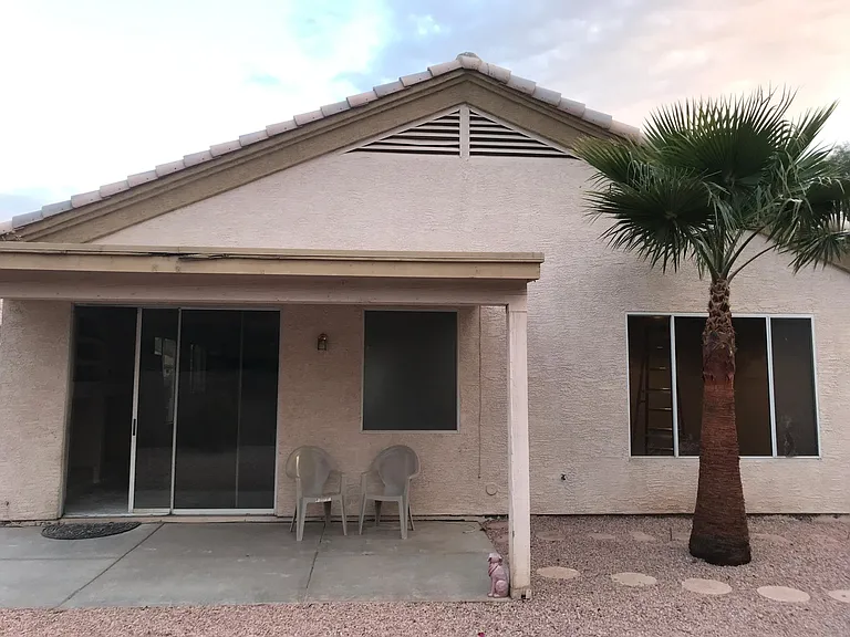 Xeriscaped backyard.