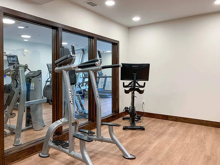 Our yoga and spin studio is equipped with on-demand fitness classes.