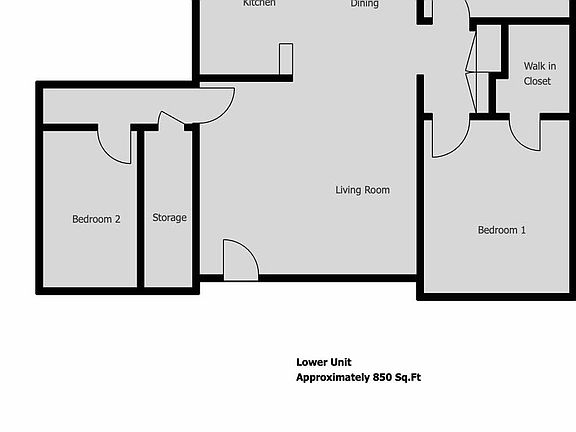 850sf interior space
