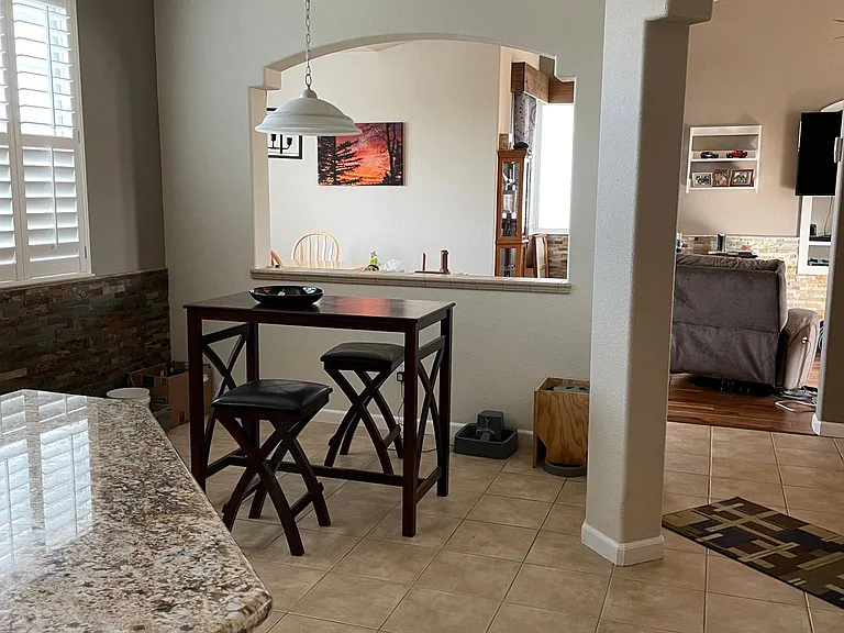Shared kitchen looking to dining room