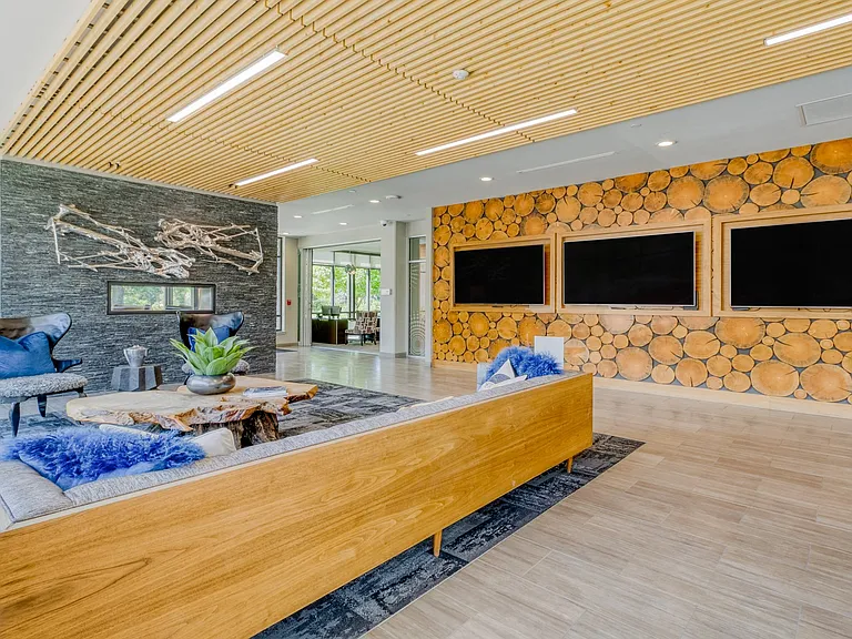 The lobby greets residents and guests