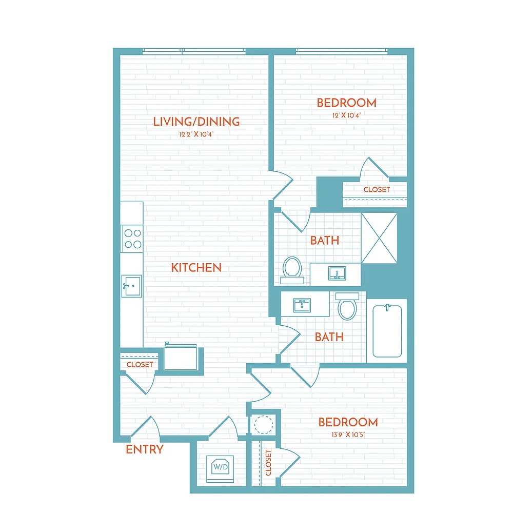 Floor plan E7 | 2 Bed | 2 Bath