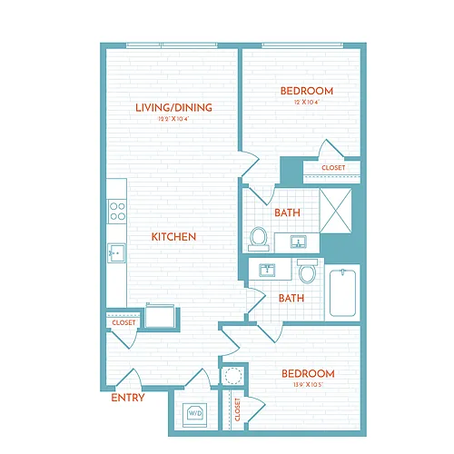 Floor plan E7 | 2 Bed | 2 Bath