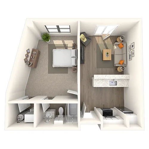 Floor plan Traditional 1x1 620 SF