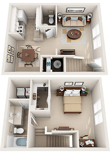 Floor plan 1 Bed 1.5 Bath - A3