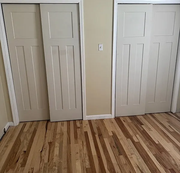 Dual closets in primary bedroom
