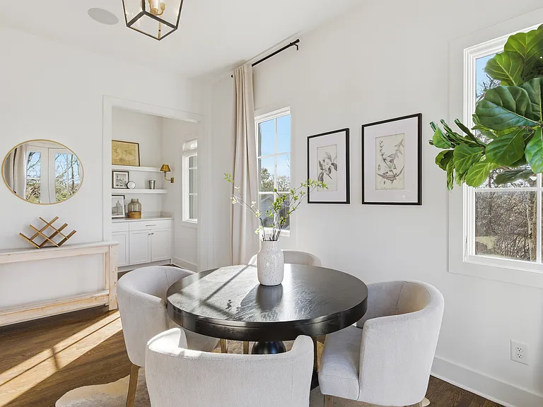 Dining table with seating for four.