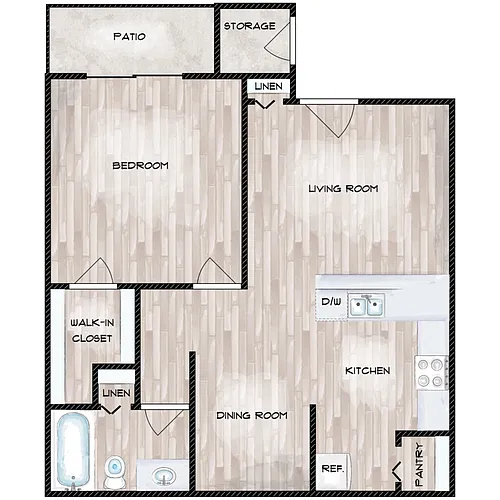 Floor plan One Bedroom One Bath B