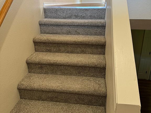 New carpet on stairs.