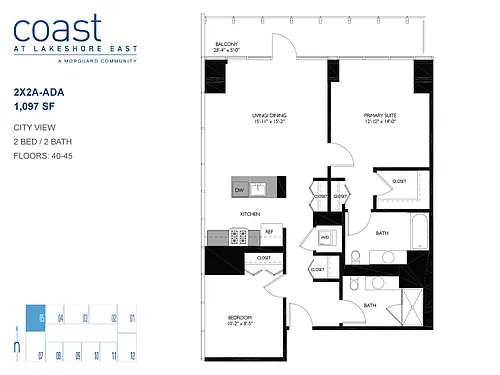 Floor plan 2x2A-ADA
