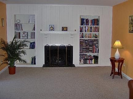 Living room (fireplace, bookshelves)