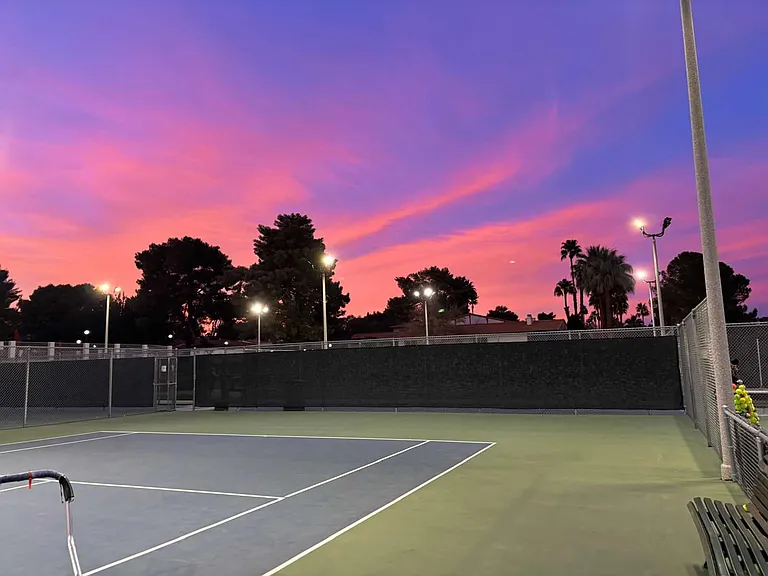 Community courts during sunset