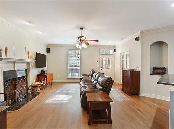 Living room with surround sound.