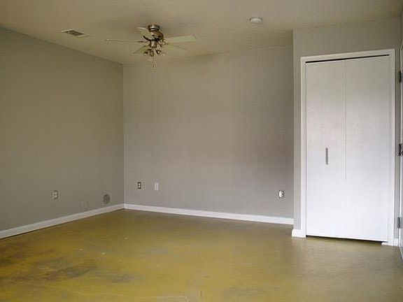 living space with concrete floors