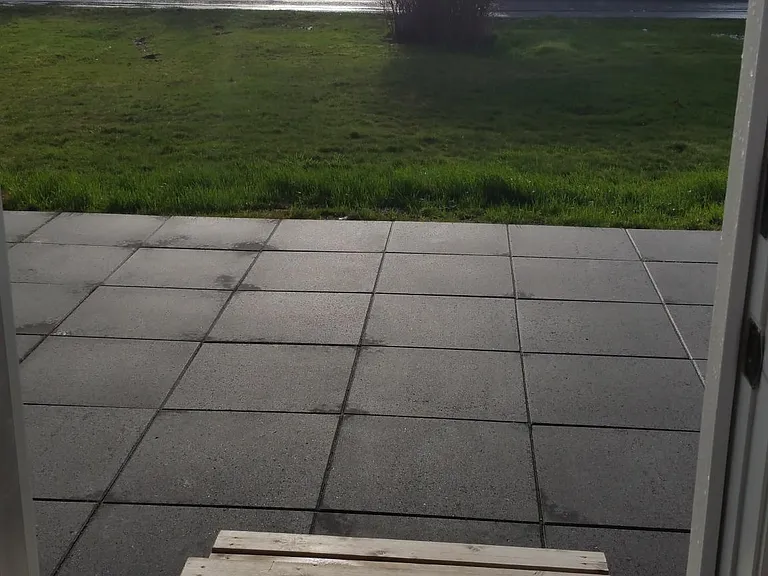 Looking out back door to patio