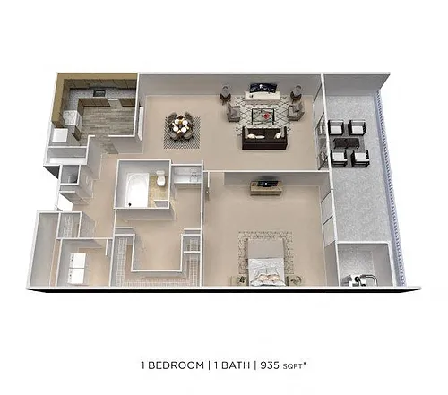 Floor plan One Bedroom - 935 sqft