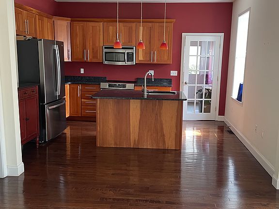 View from living room into kitchen.