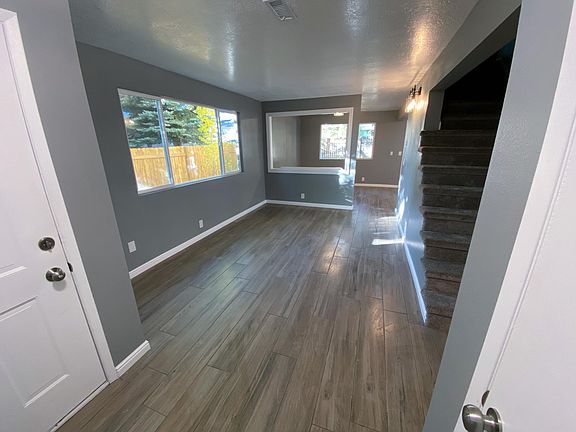 View from the entry. (Note: safety rail on the stairs has since been installed.)