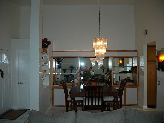 dining room with high ceilings