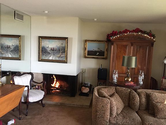 Living room w/ wood burning/gas fireplace
