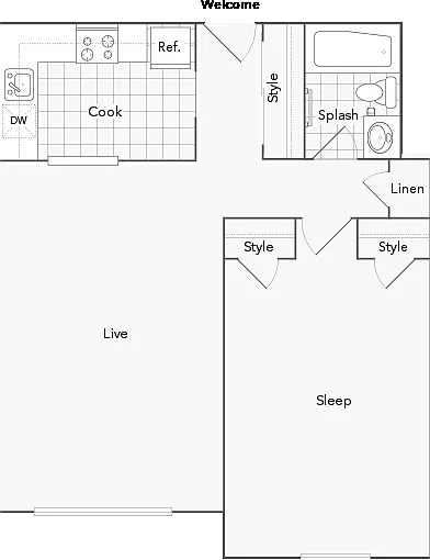 Albany 1-Bedroom Floorplan Albany 1-Bedroom Floorplan