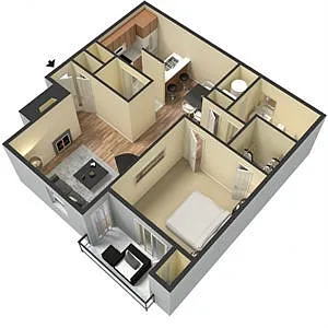Floor plan 1BR 1BA 846 SQ FT