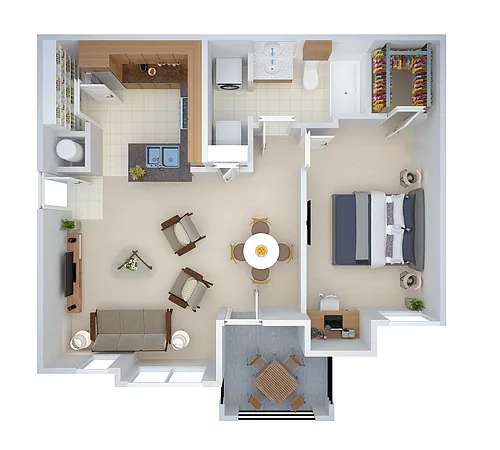 Floor plan 1 BED, 1 BATH W BALCONY (era1)