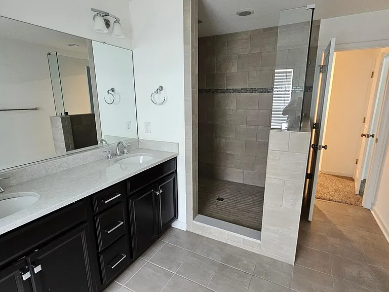 Master Bath, oversized shower, double vanity, connected to huge walk in closet