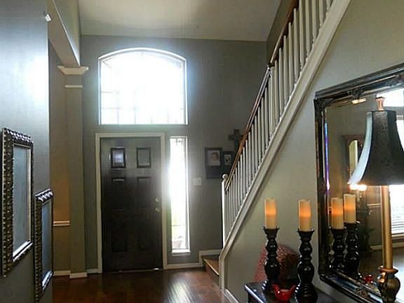 Foyer with wood floors