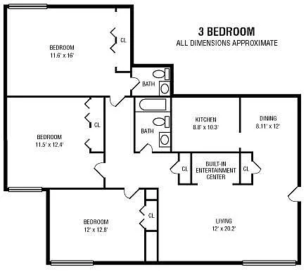 Floor plan 3Bedroom 1.5Bathroom