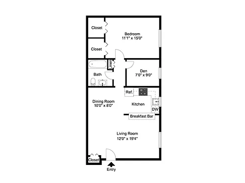 Floor plan One Bedroom Den
